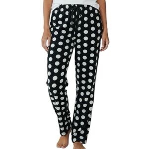 NWT Black Super Soft Fleece Dot Printed Pajama Pant Bottoms Size Small
